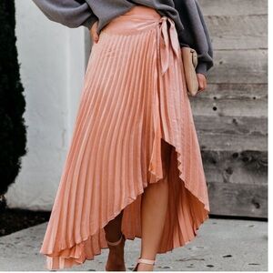 Elegant Asymmetrical Pleated Maxi Skirt